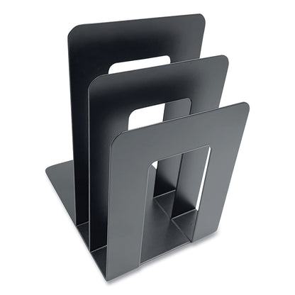 Huron Steel Bookend with Sorter, Contemporary Style, Nonskid Base, 5 x 7 x 8, Black (CTXHASZ0094)