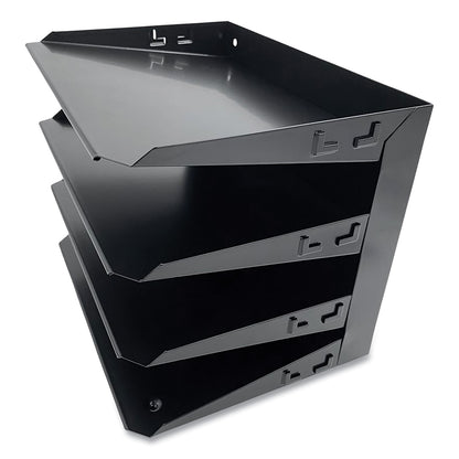 Huron Steel Horizontal File Organizer, 4 Sections, Letter Size Files, 12 x 8.66 x 9, Black (CTXHASZ0152)