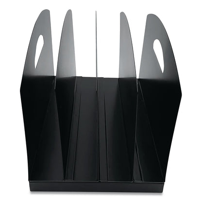 Huron Steel Vertical File Organizer, Flat, 4 Sections, Letter Size Files, 7.25 x 12 x 7.25, Black (CTXHASZ0169)