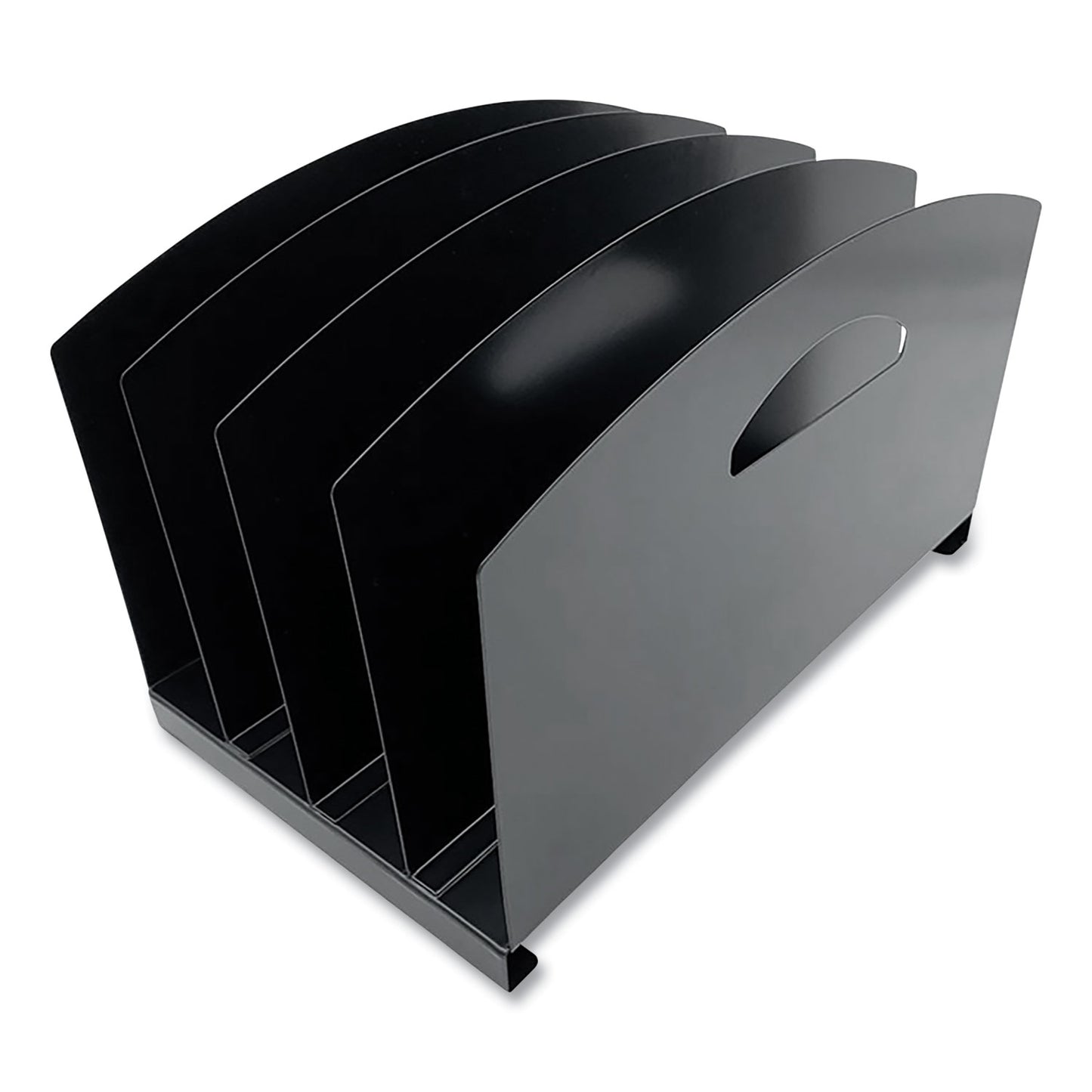 Huron Steel Vertical File Organizer, Flat, 4 Sections, Letter Size Files, 7.25 x 12 x 7.25, Black (CTXHASZ0169)
