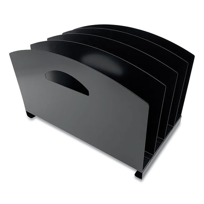 Huron Steel Vertical File Organizer, Flat, 4 Sections, Letter Size Files, 7.25 x 12 x 7.25, Black (CTXHASZ0169)