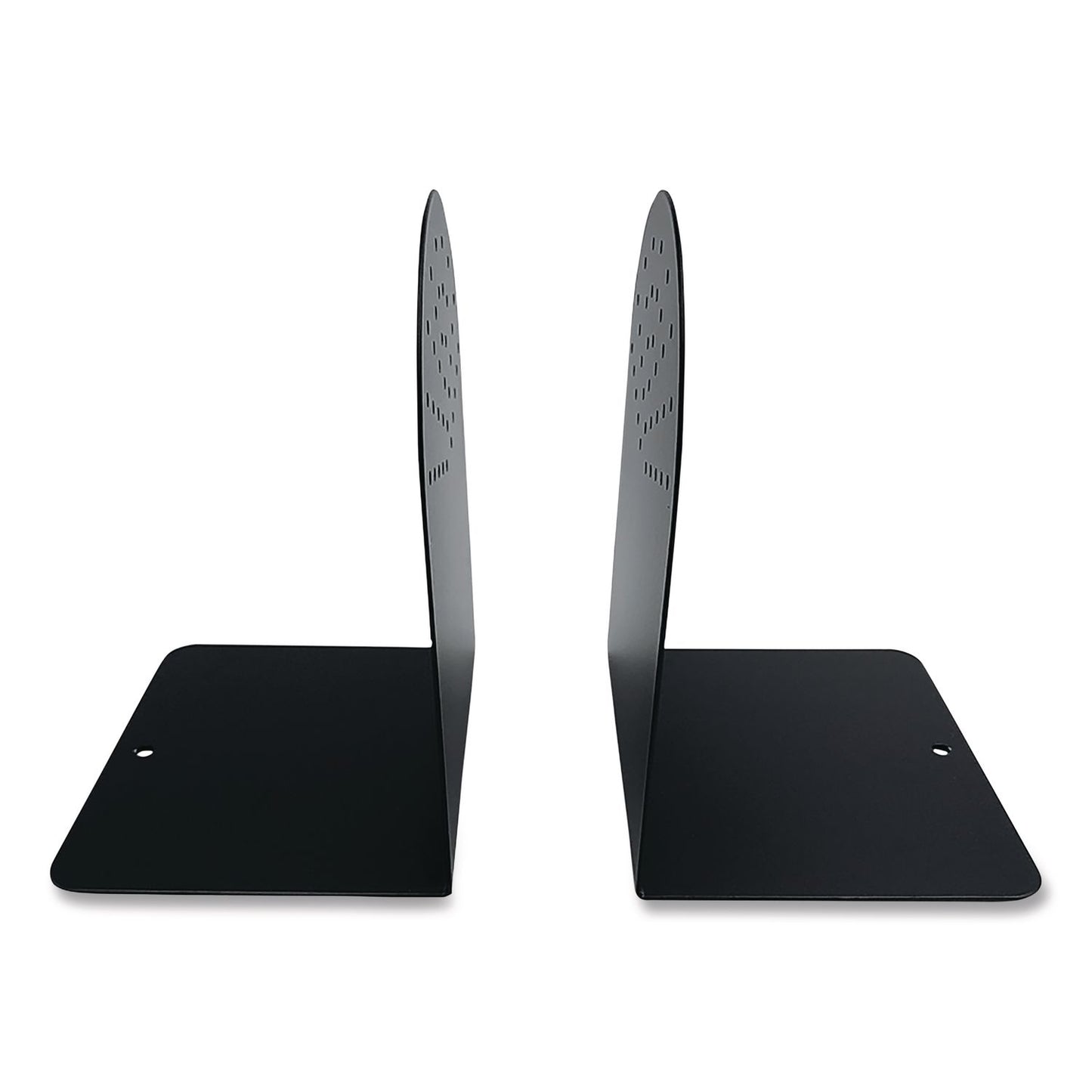 Huron Steel Bookends, Contemporary Style, Nonskid Base, 4.75 x 5.5 x 7.25, Black, Pair (CTXHASZ0095)
