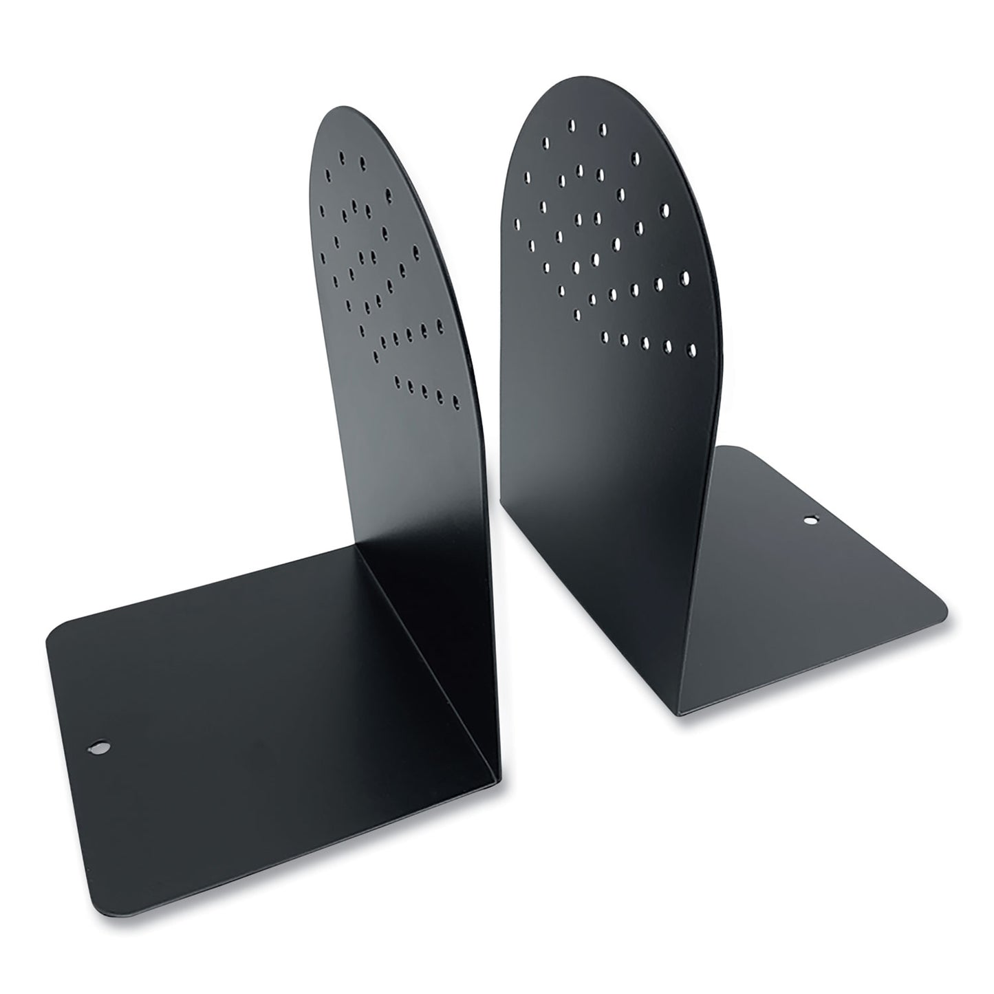 Huron Steel Bookends, Contemporary Style, Nonskid Base, 4.75 x 5.5 x 7.25, Black, Pair (CTXHASZ0095)