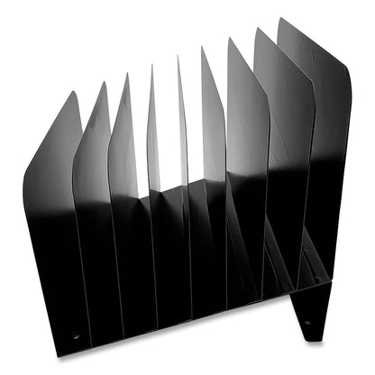 Huron Steel Vertical File Organizer, Inclined, 8 Sections, Letter Size Files, 9.75 x 11 x 10, Black (CTXHASZ0156)