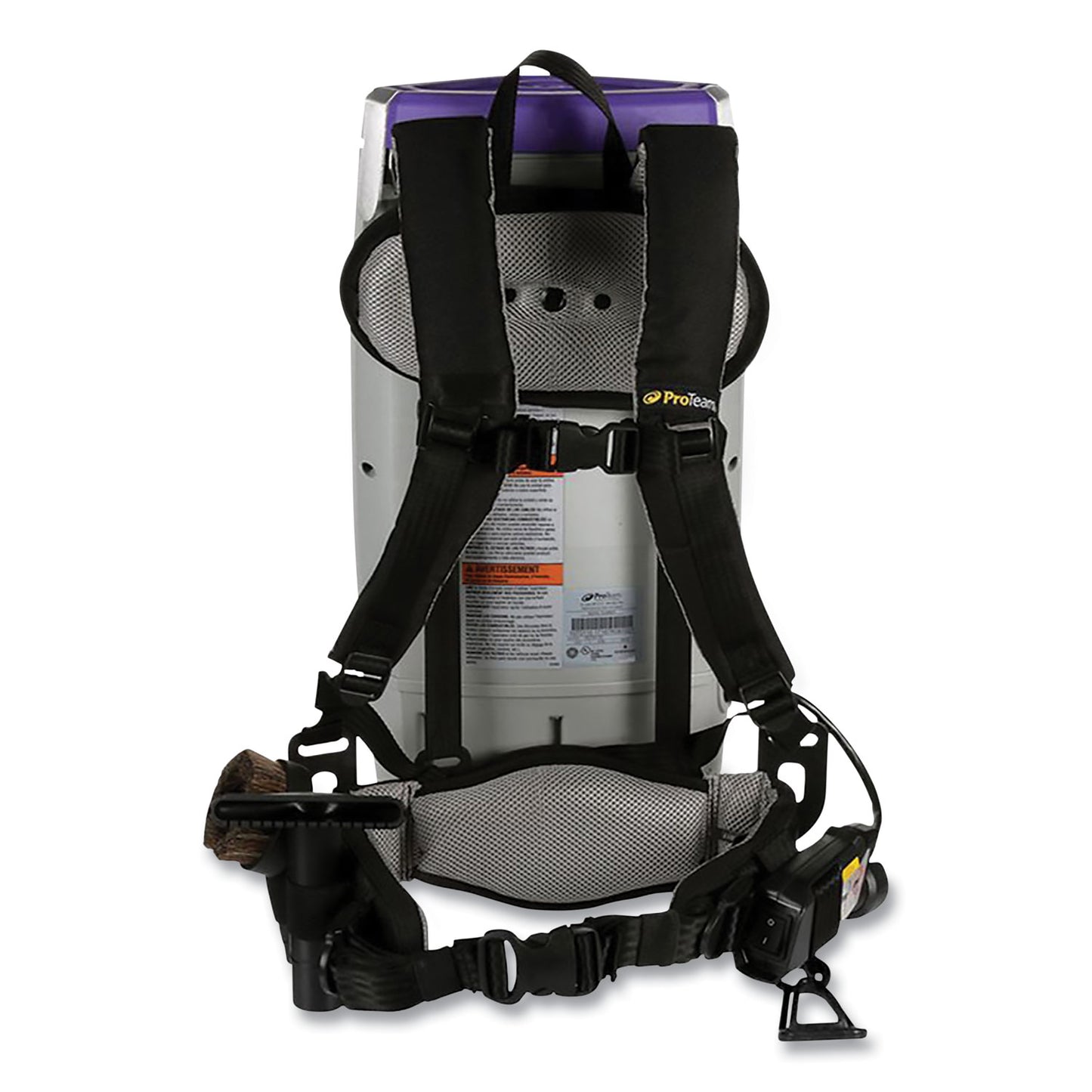 ProTeam® Super Coach Pro 10 Backpack Vacuum with Xover Fixed-Length Two-Piece Wand, 10 qt Tank Capacity, Gray/Purple (PTM107304)