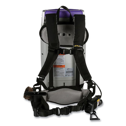 ProTeam® Super Coach Pro 10 Backpack Vacuum with Xover Fixed-Length Two-Piece Wand, 10 qt Tank Capacity, Gray/Purple (PTM107304)