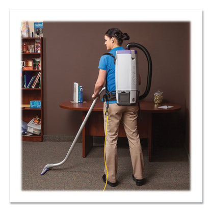 ProTeam® Super Coach Pro 10 Backpack Vacuum with Xover Fixed-Length Two-Piece Wand, 10 qt Tank Capacity, Gray/Purple (PTM107304)