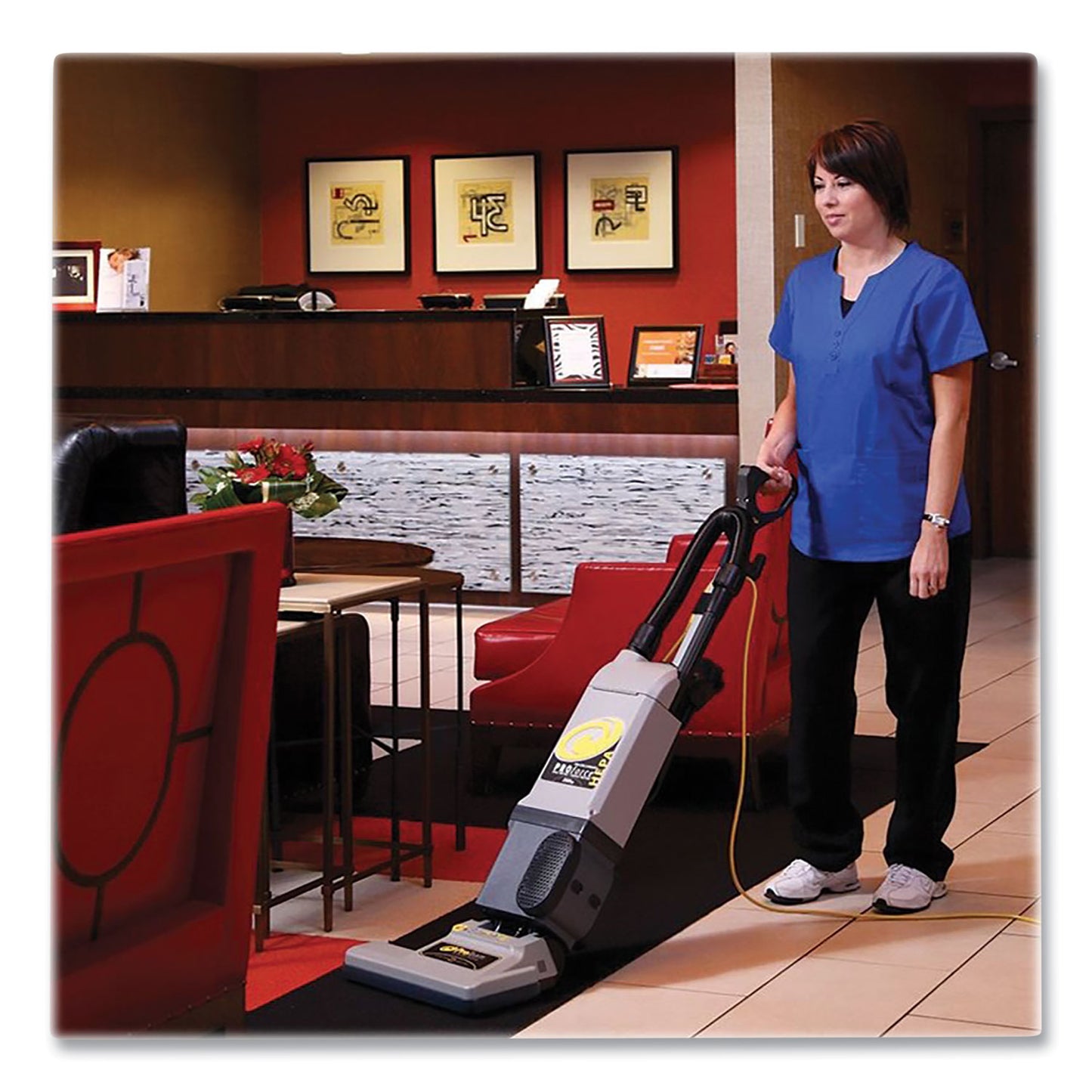 ProTeam® ProForce 1500XP Upright Vacuum, 15" Cleaning Path, Gray/Black (PTM107252)