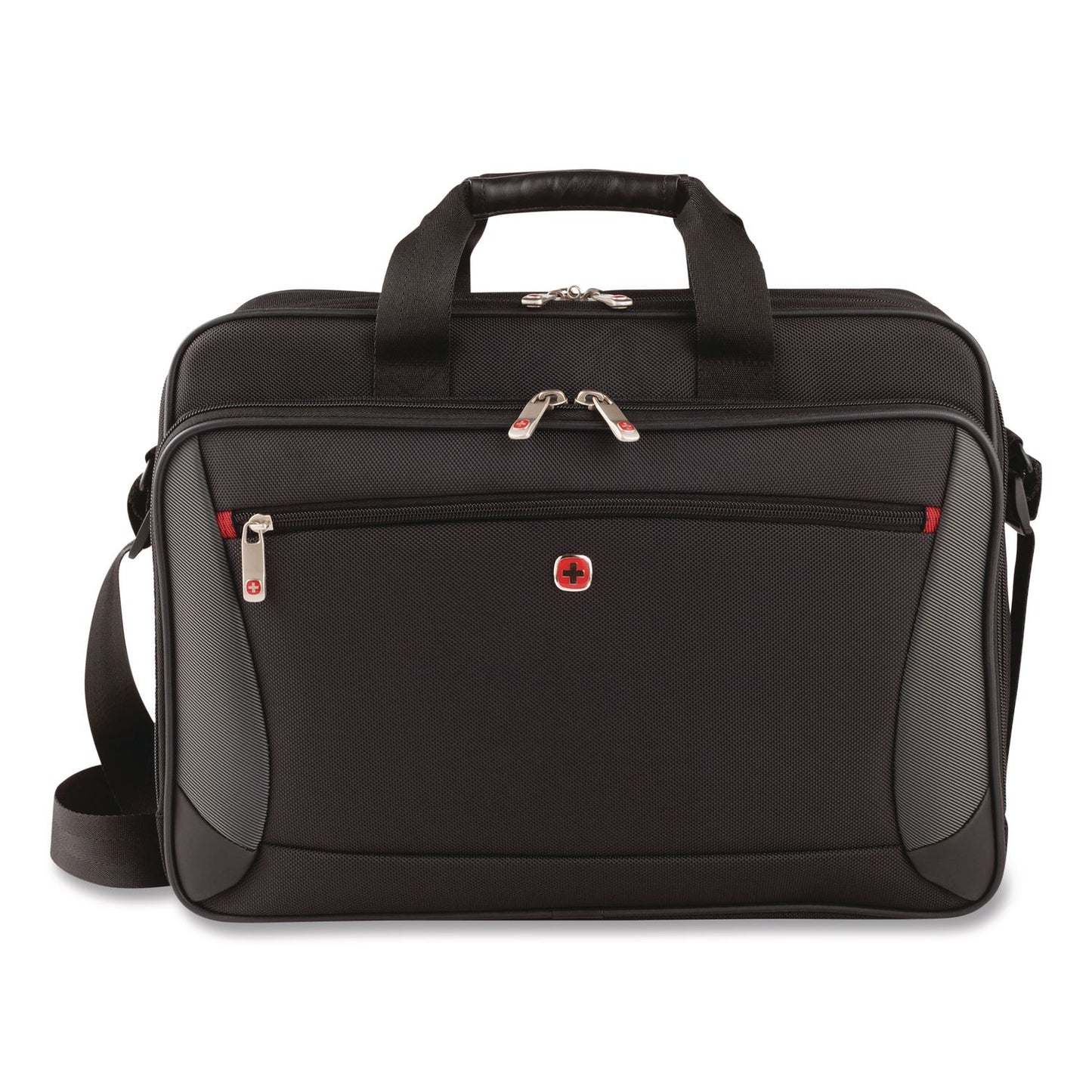 Wenger® SwissGear Mainframe Laptop Briefcase, Fits Devices Up to 16", Polyester, 15.75 x 6 x 12, Black/Gray (SWA64038010)