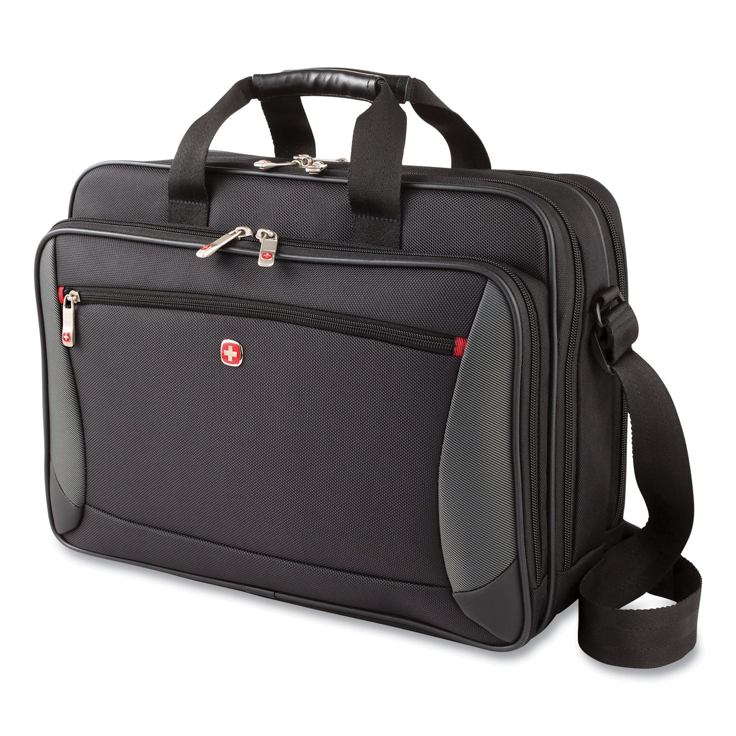 Wenger® SwissGear Mainframe Laptop Briefcase, Fits Devices Up to 16", Polyester, 15.75 x 6 x 12, Black/Gray (SWA64038010)