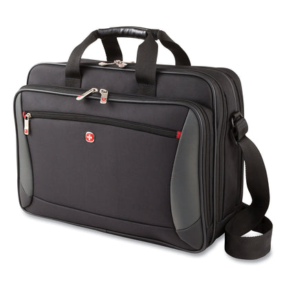 Wenger® SwissGear Mainframe Laptop Briefcase, Fits Devices Up to 16", Polyester, 15.75 x 6 x 12, Black/Gray (SWA64038010)