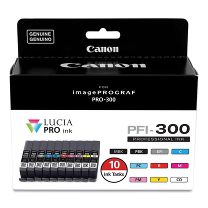 Canon® 4192C007 (PFI-300) Ink, Matte Black/Photo Black/Gray/Cyan/Photo Cyan/Red/Magenta/Photo Magenta/Yellow/CO, 10/Pack (CNM4192C007)
