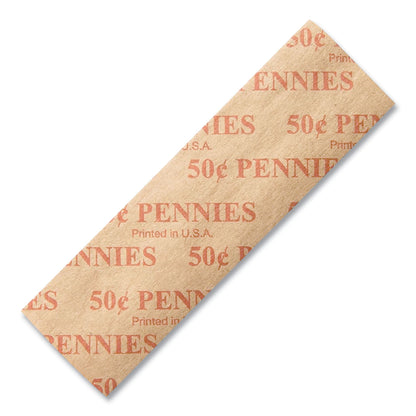 Dunbar Security Products Flat Coin Wrappers, Pennies, Red, 1,000/Box (DBR50PFL)