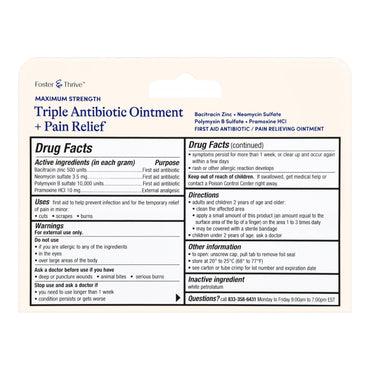 Foster & Thrive™ First Aid Antibiotic with Pain Relief Bacitracin / Neomycin / Polymyxin B / Pramoxine HCl Ointment 1 oz. Tube (1245005_EA)