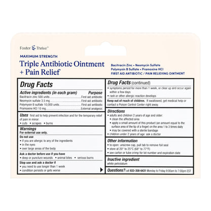 Foster & Thrive™ First Aid Antibiotic with Pain Relief Bacitracin / Neomycin / Polymyxin B / Pramoxine HCl Ointment 1 oz. Tube (1245005_EA)