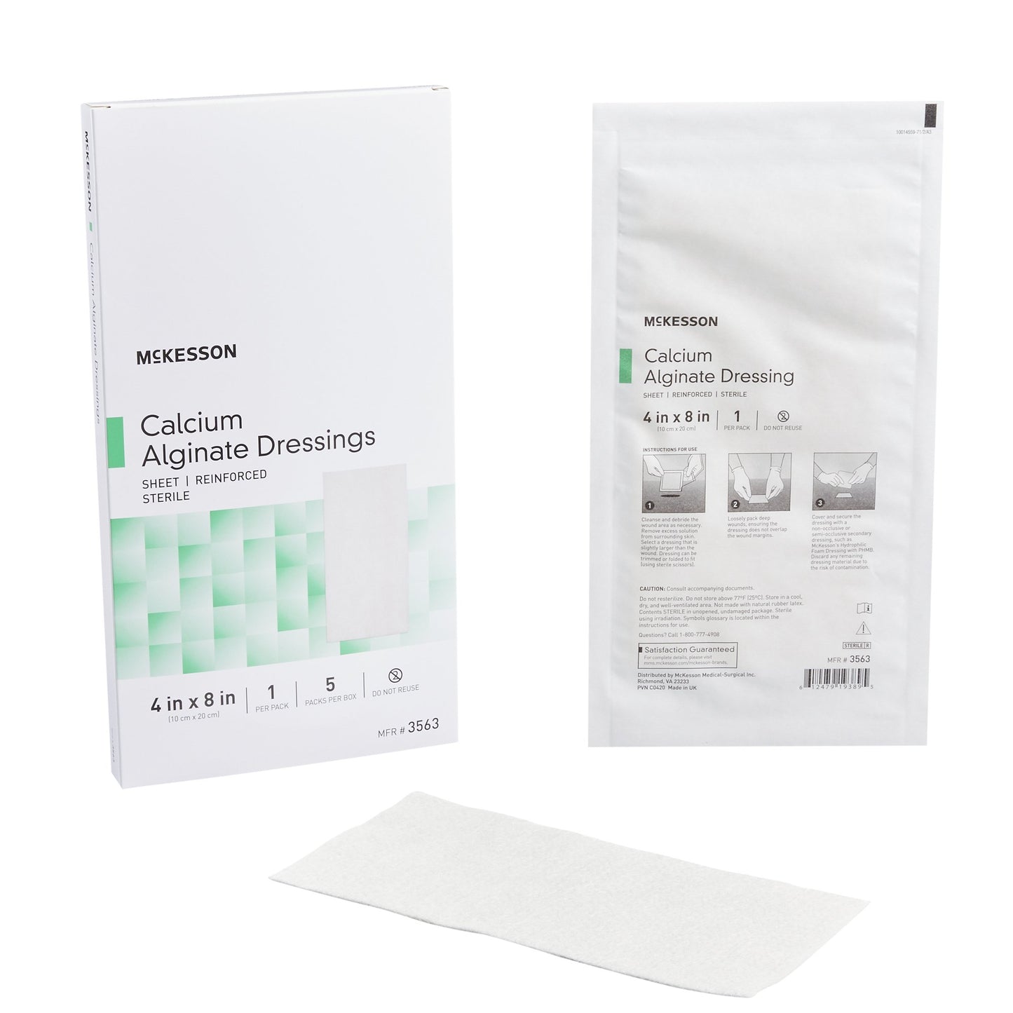 McKesson Alginate Dressing 4 X 8 Inch Rectangle (883266_EA)