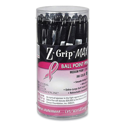 zebra-r-z-grip-max-breast-cancer-awareness-ballpoint-pen-retractable-bold-1-2-mm-black-ink-silver-black-barrel-24-pack-zeb32577_1