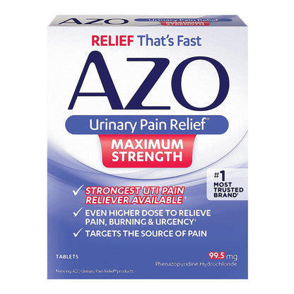 AZO® Maximum Strength Urinary Pain Relief 99.5 mg Strength Phenazopyridine HCL Tablet 12 per Box (1065926_BX)