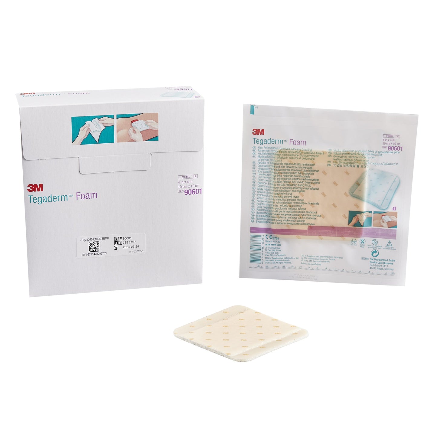 3M™ Tegaderm™ High Performance Foam Dressing 4 X 4 Inch Without Border Film Backing Nonadhesive Square Sterile (688562_EA)