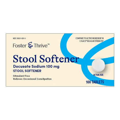 Foster & Thrive™ Stool Softener Tablet 100 per Bottle 100 mg Strength Docusate Sodium (1238940_BT)