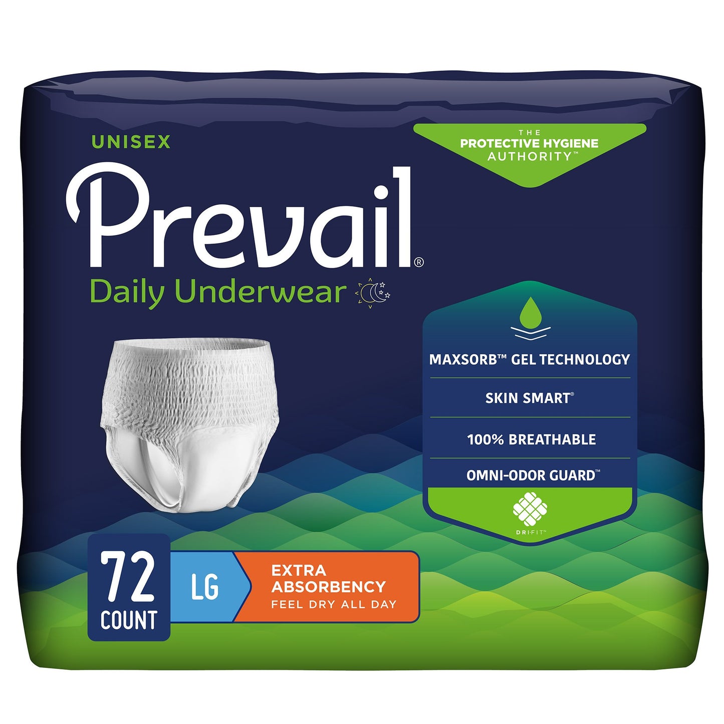Prevail® Daily Underwear Extra Unisex Adult Absorbent Underwear Pull On with Tear Away Seams Large Disposable Moderate Absorbency (402957_PK)