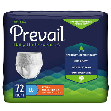 Prevail® Daily Underwear Extra Unisex Adult Absorbent Underwear Pull On with Tear Away Seams Large Disposable Moderate Absorbency (402957_PK)