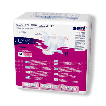 Seni® Super Quatro Unisex Adult Incontinence Brief Medium Disposable Heavy Absorbency (1163836_CS)
