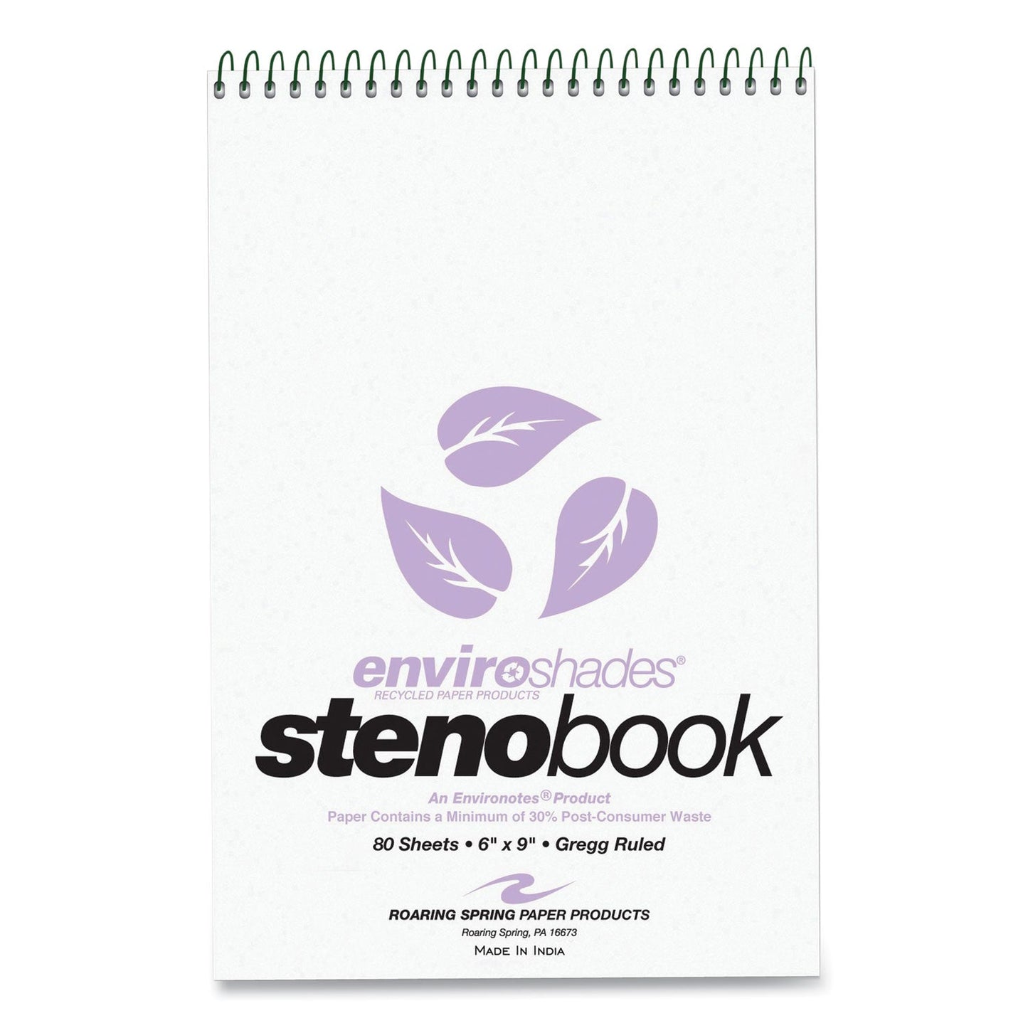 roaring-spring-r-enviroshades-steno-notepad-gregg-rule-white-cover-80-orchid-6-x-9-sheets-4-pack-roa12264_1