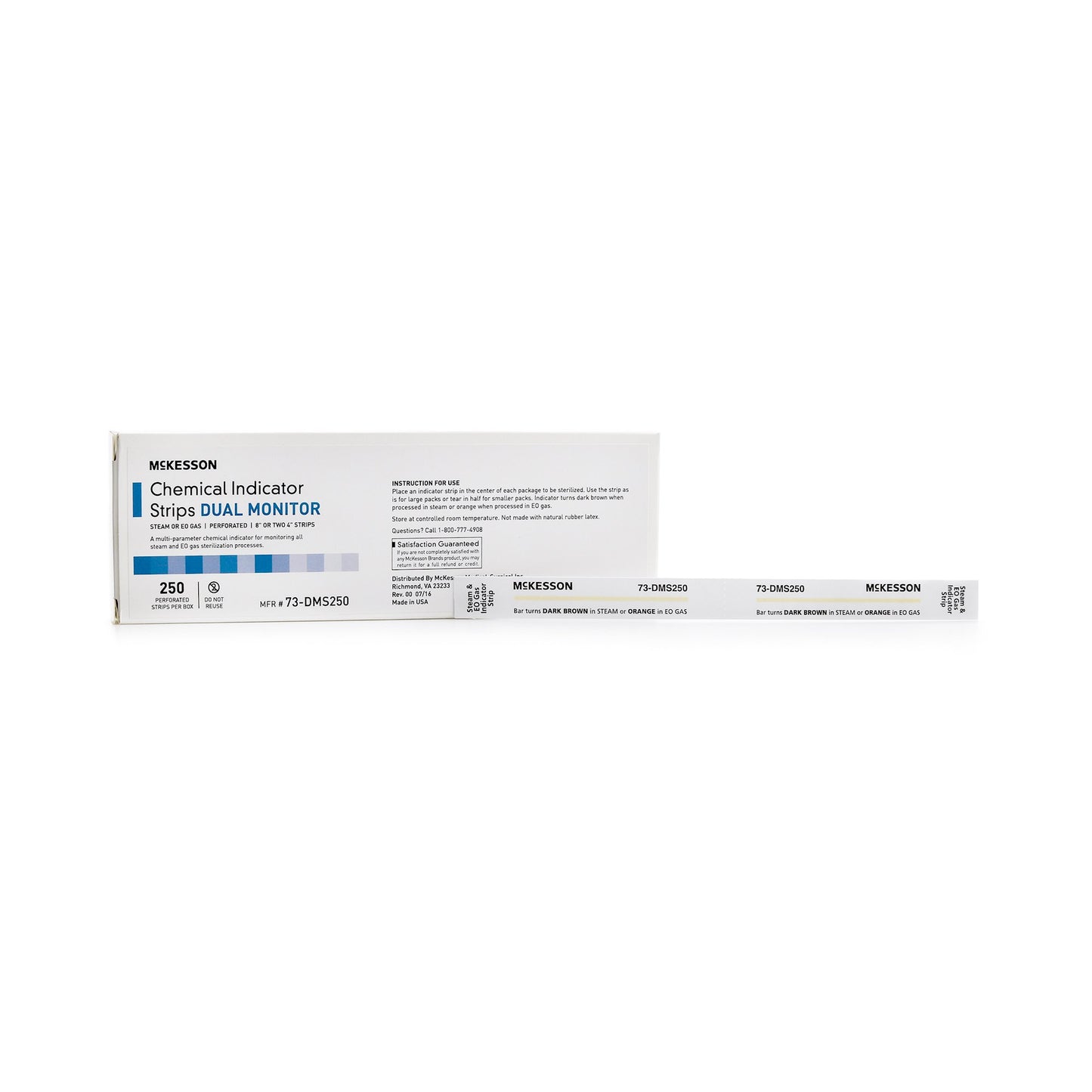 McKesson Sterilization Chemical Indicator Strip Steam / EO Gas 8 Inch Length (524530_CS)