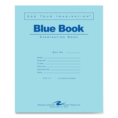 Roaring Spring® Examination Blue Book, Wide/Legal Rule, Blue Cover, (12) 8.5 x 7 Sheets (ROA77513)