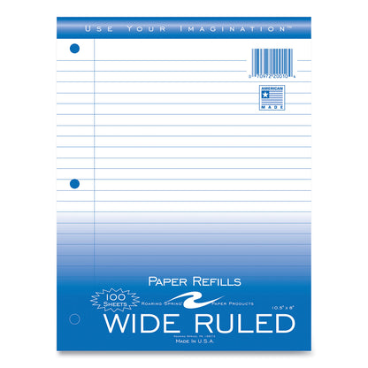 Roaring Spring® Notebook Filler Paper, 3-Hole, 8 x 10.5, Wide/Legal Rule, 100/Pack (ROA20010)