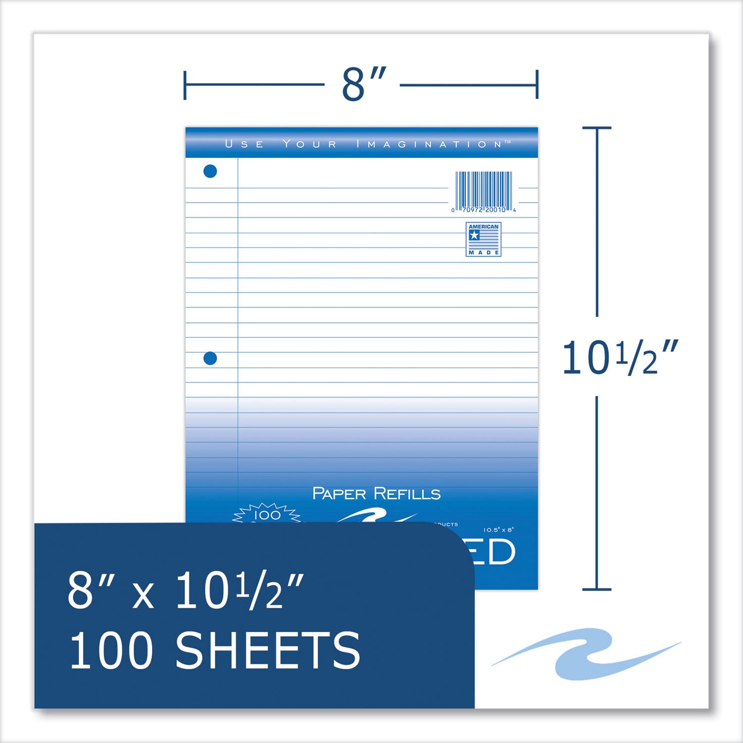 Roaring Spring® Notebook Filler Paper, 3-Hole, 8 x 10.5, Wide/Legal Rule, 100/Pack (ROA20010)