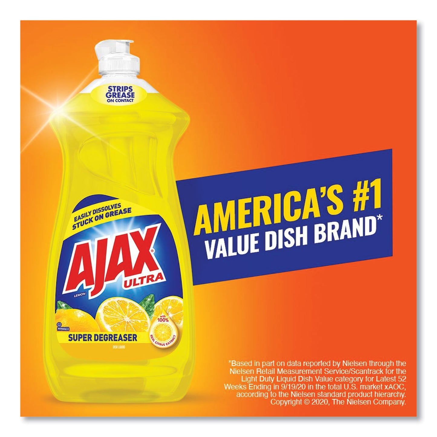 Ajax® Dish Detergent, Lemon Scent, 28 oz Bottle (AJA144673)