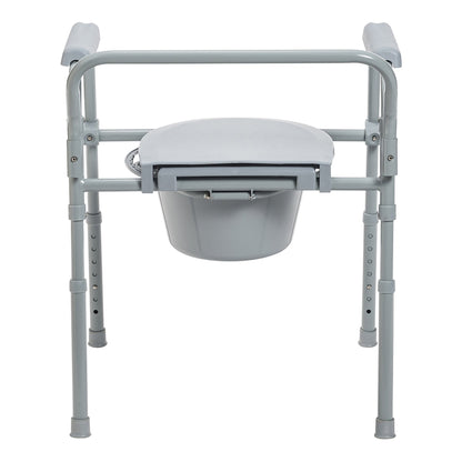 McKesson 3-in-1 Commode Chair Fixed Arms Steel Frame Back Bar 13-1/2 Inch Seat Width 350 lbs. Weight Capacity (1065228_EA)