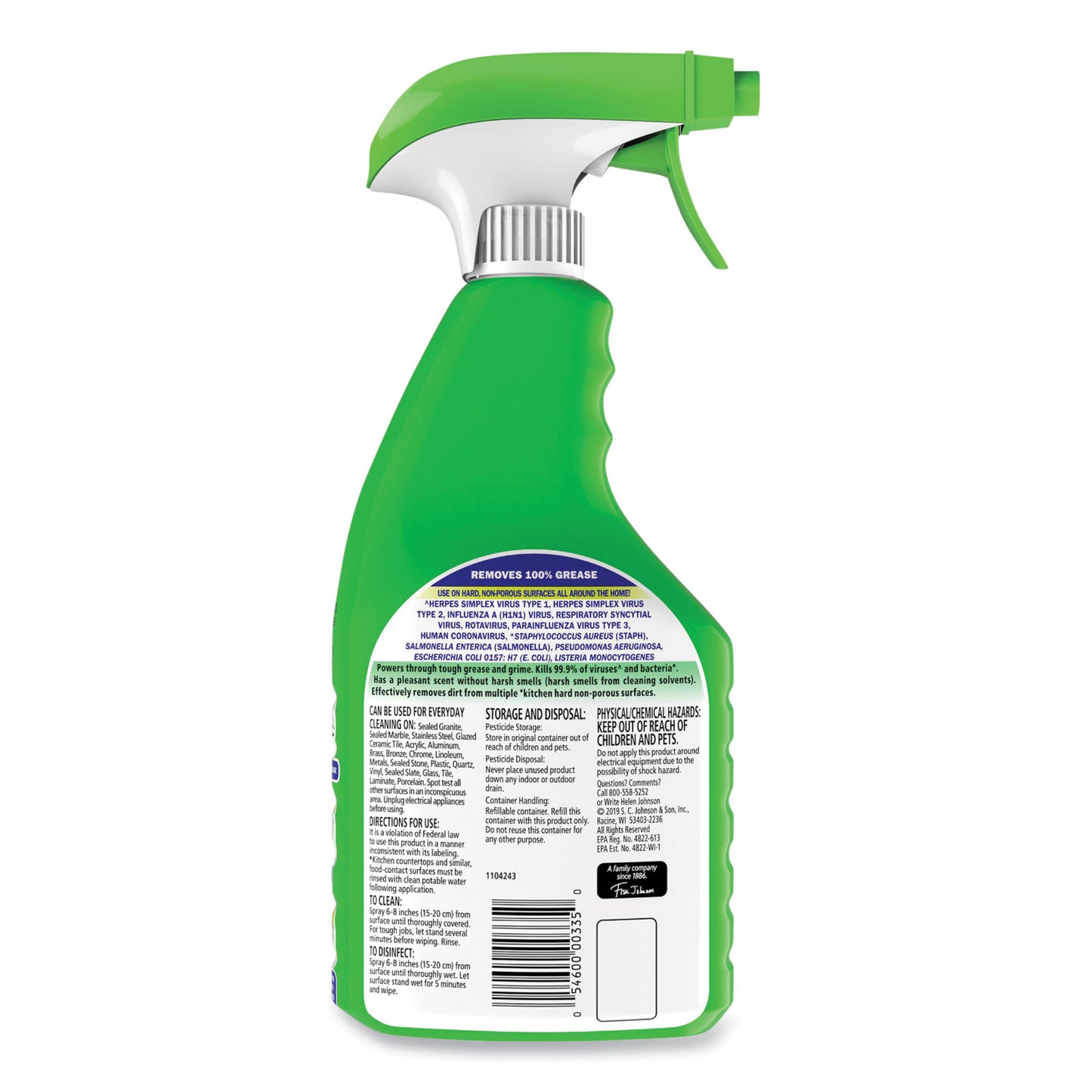 Fantastik® Disinfectant Multi-Purpose Cleaner Lemon Scent, 32 oz Spray Bottle, 8/Carton (SJN366094)