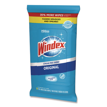 Windex® Glass and Surface Wet Wipe, Cloth, 7 x 8, Unscented, White, 38/Pack, 12 Packs/Carton (SJN378032)