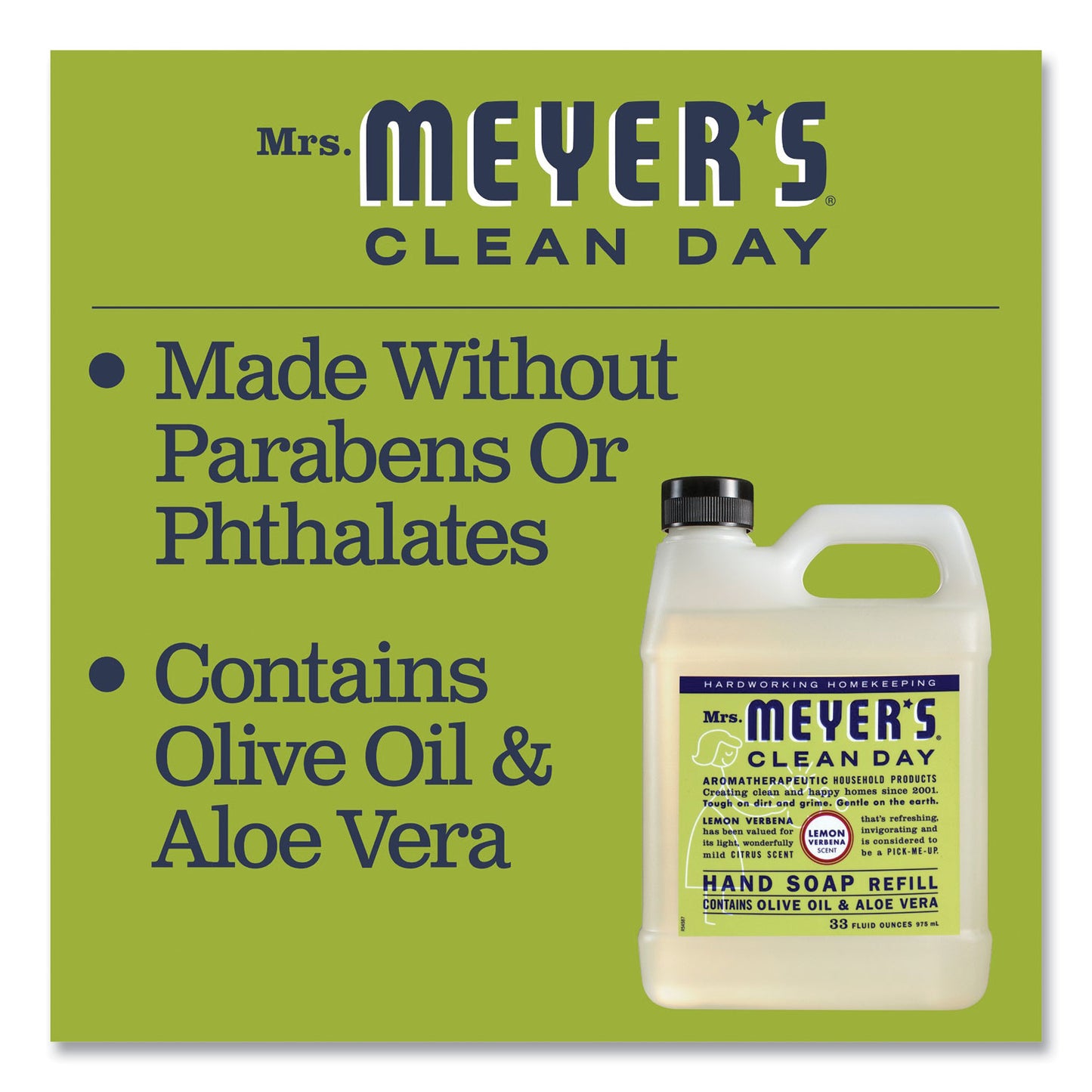 Mrs. Meyer's® Clean Day Liquid Hand Soap Refill, Lemon Verbena Scent, 33 oz (SJN373219EA)