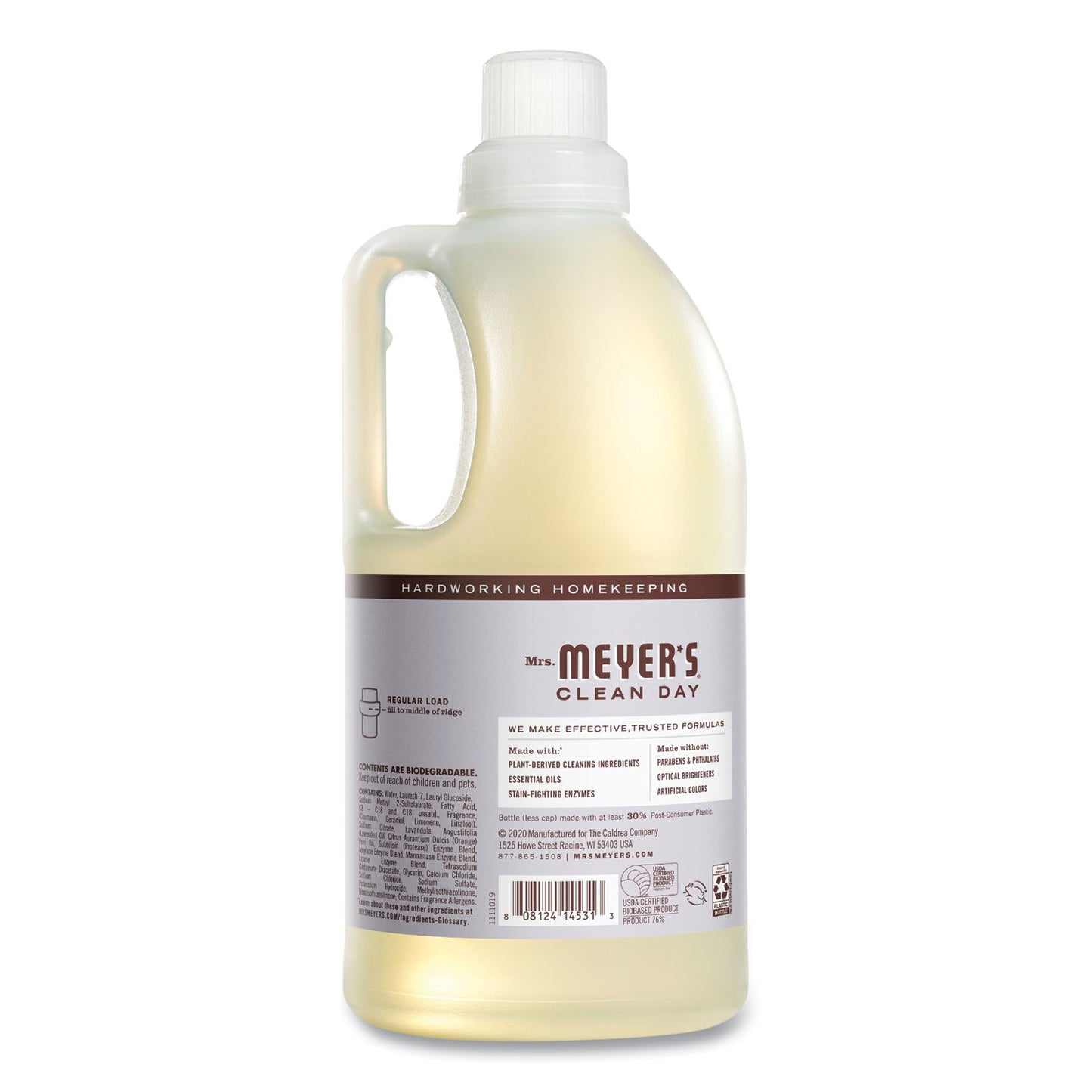 Mrs. Meyer's® Liquid Laundry Detergent, Lavender Scent, 64 oz Bottle (SJN369504EA)