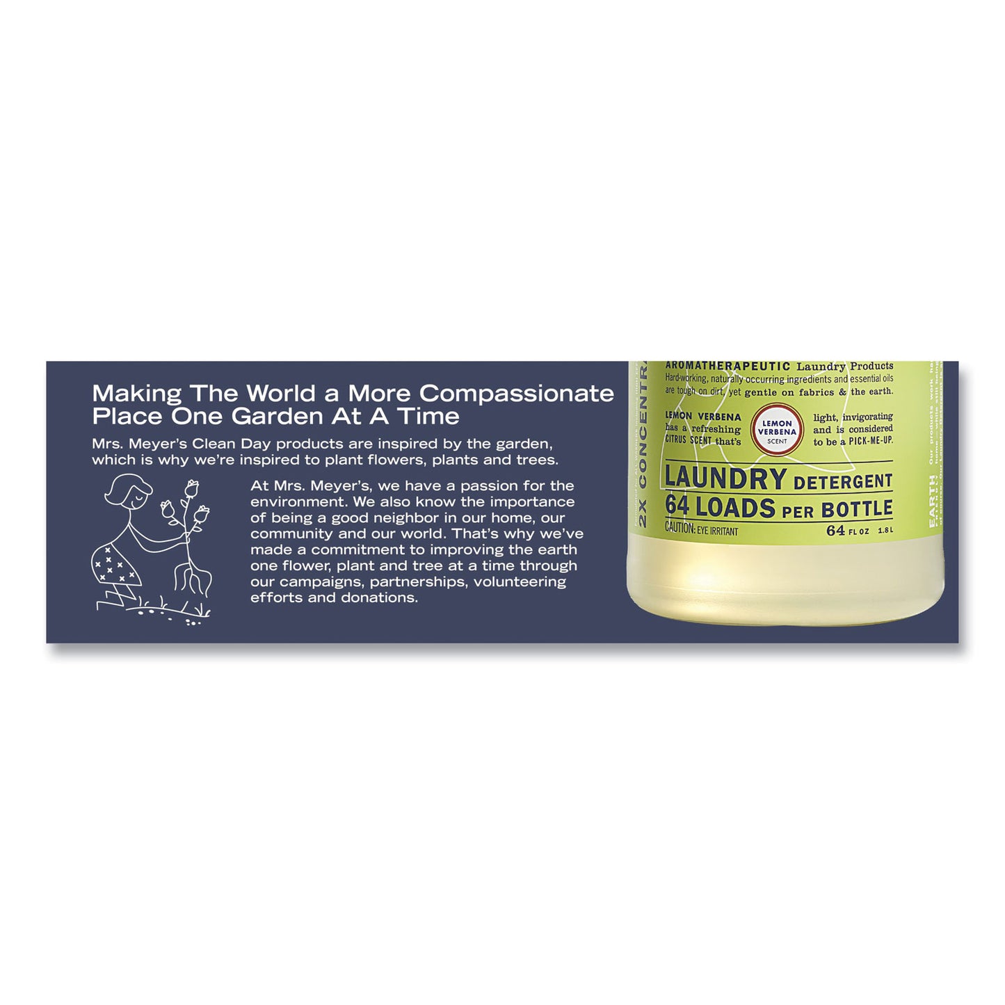 Mrs. Meyer's® Liquid Laundry Detergent, Lemon Verbena Scent, 64 oz Bottle, 6/Carton (SJN375577)