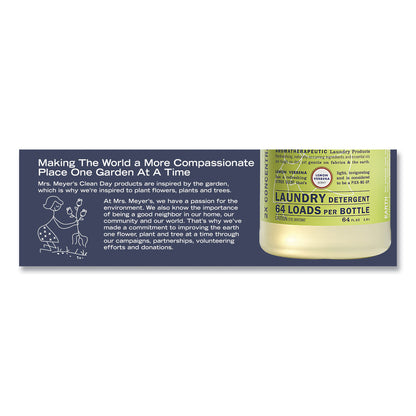 Mrs. Meyer's® Liquid Laundry Detergent, Lemon Verbena Scent, 64 oz Bottle, 6/Carton (SJN375577)