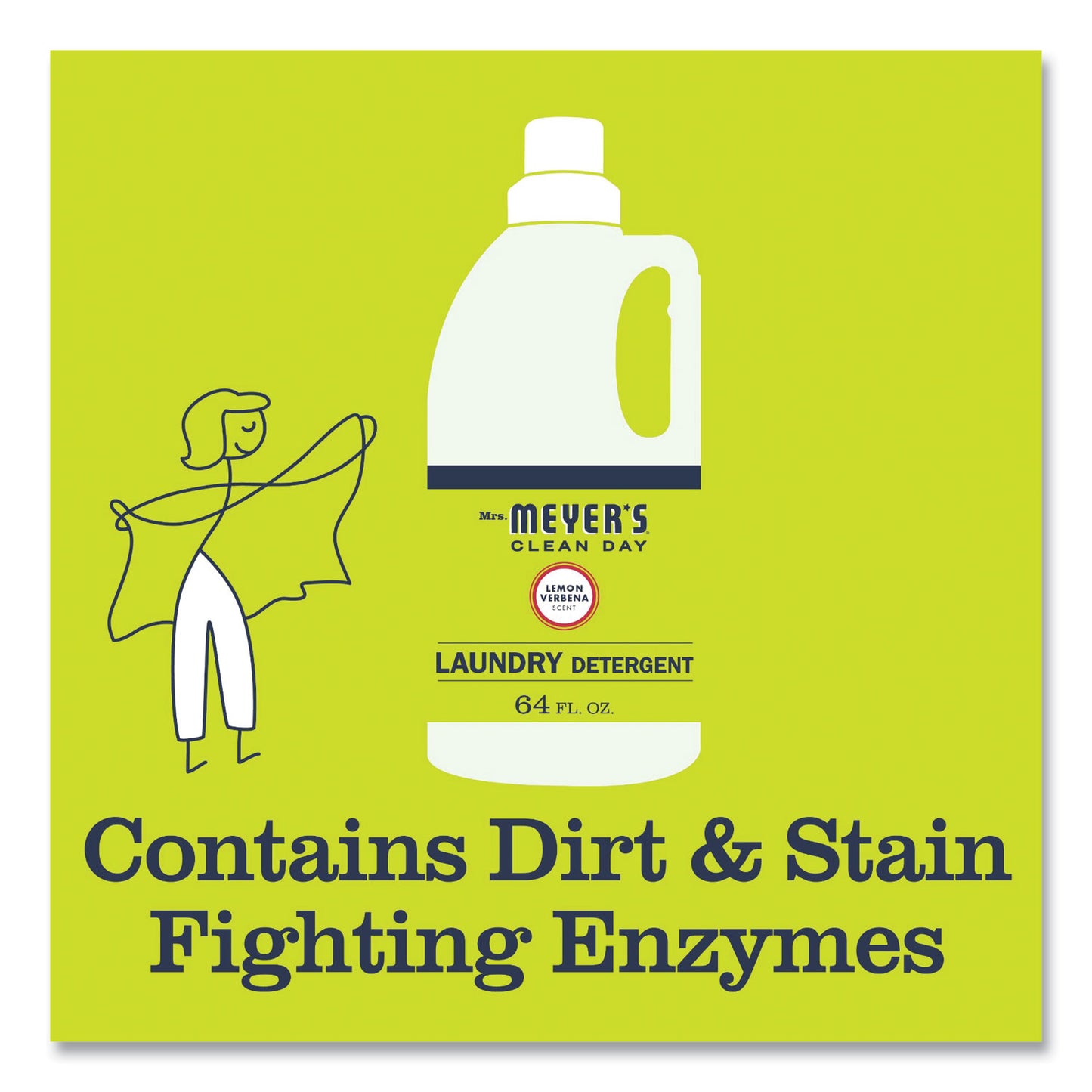 Mrs. Meyer's® Liquid Laundry Detergent, Lemon Verbena Scent, 64 oz Bottle (SJN375577EA)