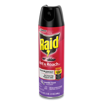 Raid® Ant and Roach Killer, 17.5 oz Aerosol Spray, Lavender, 12/Carton (SJN386221)
