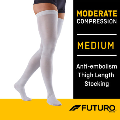 3M™ Futuro™ Anti-embolism Stocking Thigh High Medium / Regular White Closed Toe (1084282_PR)
