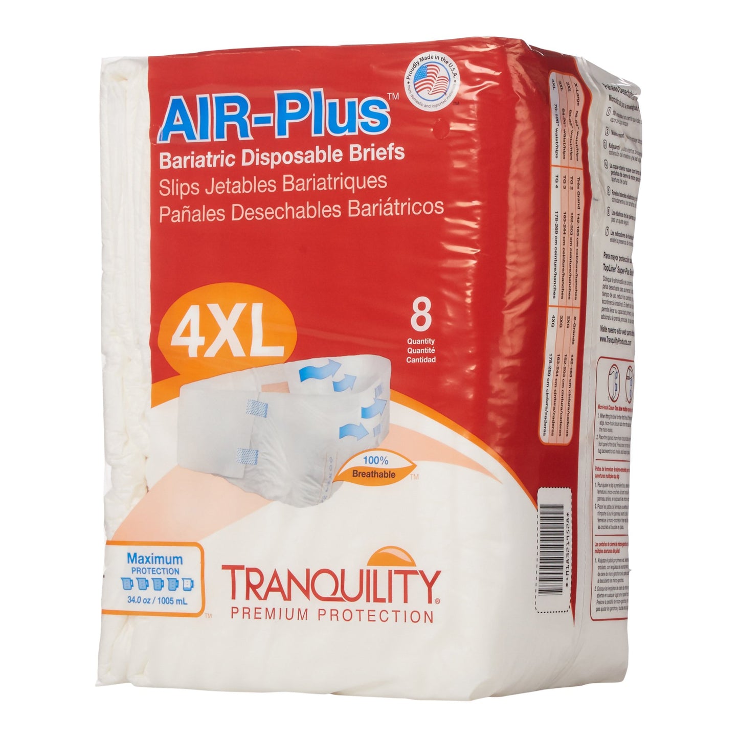 Tranquility® AIR-Plus™ Bariatric Unisex Adult Incontinence Brief 4 to 5X-Large Disposable Heavy Absorbency (763435_BG)