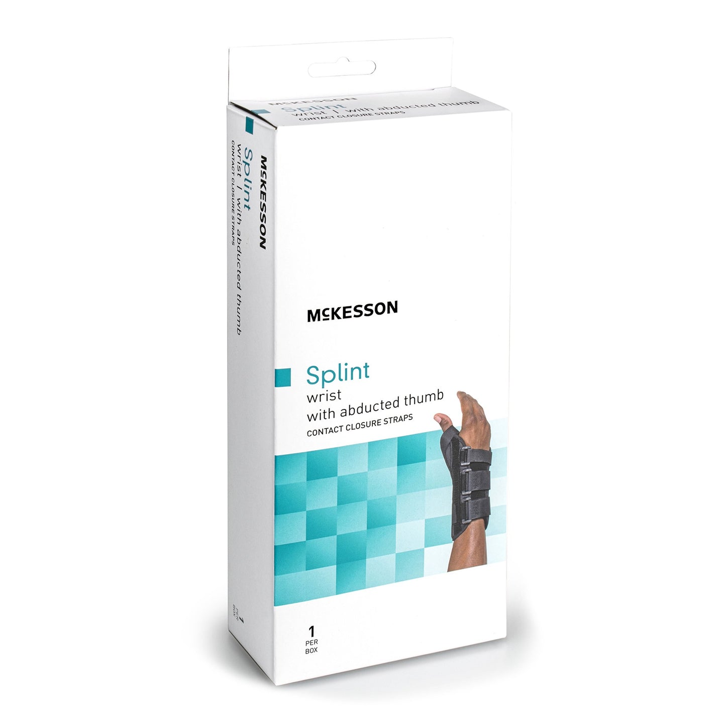 McKesson Wrist Brace with Abducted Thumb Aluminum / Foam / Spandex / Plastic Left Hand Black X-Large (1159145_EA)