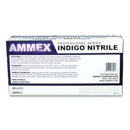 AMMEX® Professional Nitrile Exam Gloves, Powder-Free, Large, 3 mil Thick, Indigo, 100/Box (AXCAINPF46100)