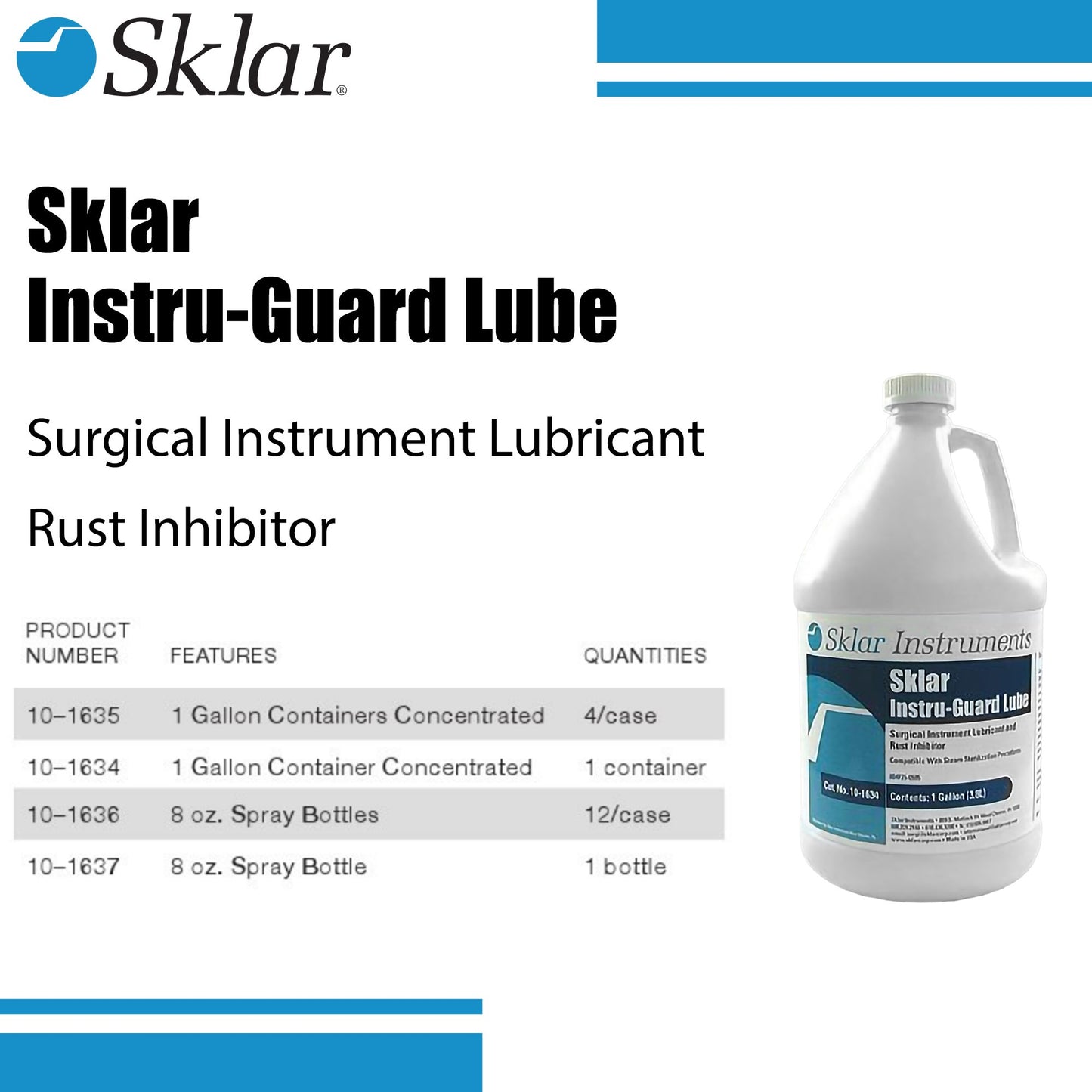 Sklar Instru-Guard™ Lube Instrument Lubricant Liquid Concentrate 1 gal. Jug Mild Scent (146731_GL)