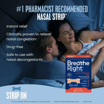 Breathe Right® Extra Strength Allergy Relief Nasal Strip 26 per Box (1231561_BX)