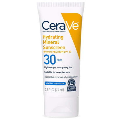 CeraVe® Hydrating Mineral Sunscreen Face Sunscreen SPF 30 Lotion 2.5 oz. Tube (1253471_EA)