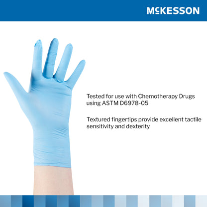 McKesson Confiderm® 4.5C Exam Glove X-Small NonSterile Nitrile Standard Cuff Length Textured Fingertips Blue Chemo Tested (921601_BX)